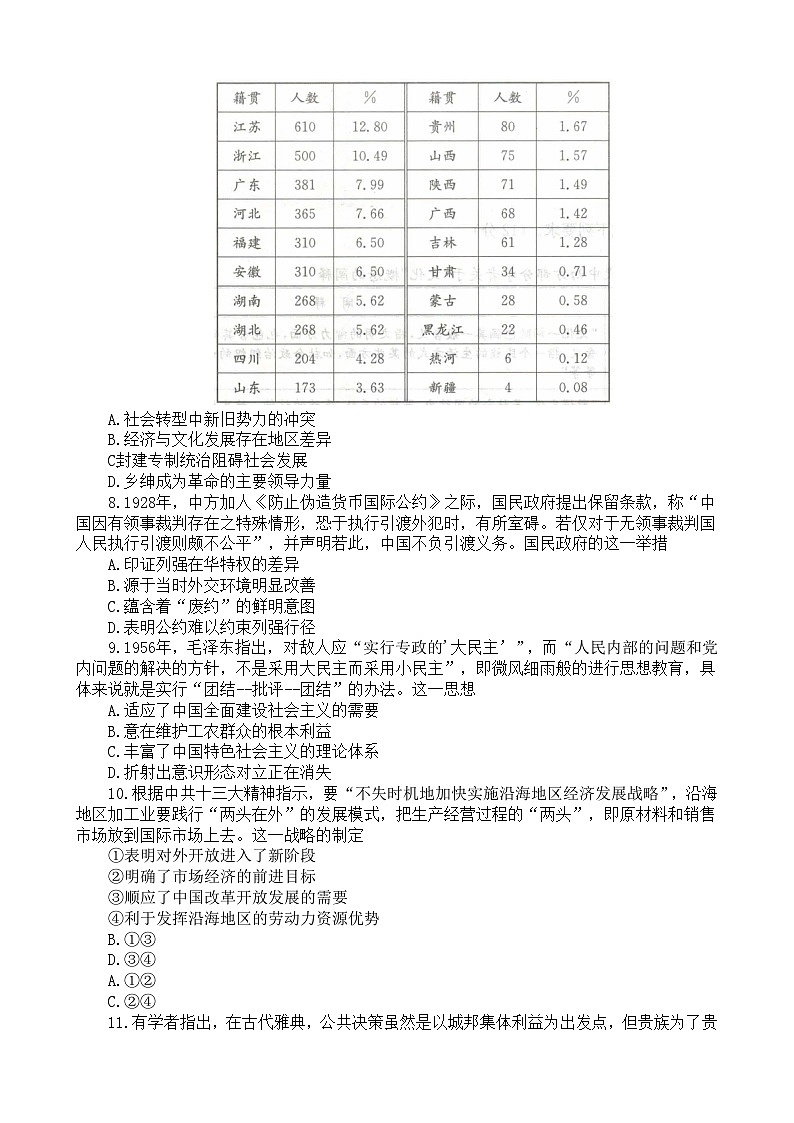 2024年辽宁省普通高中学业水平选择性考试（六）历史试题第3页