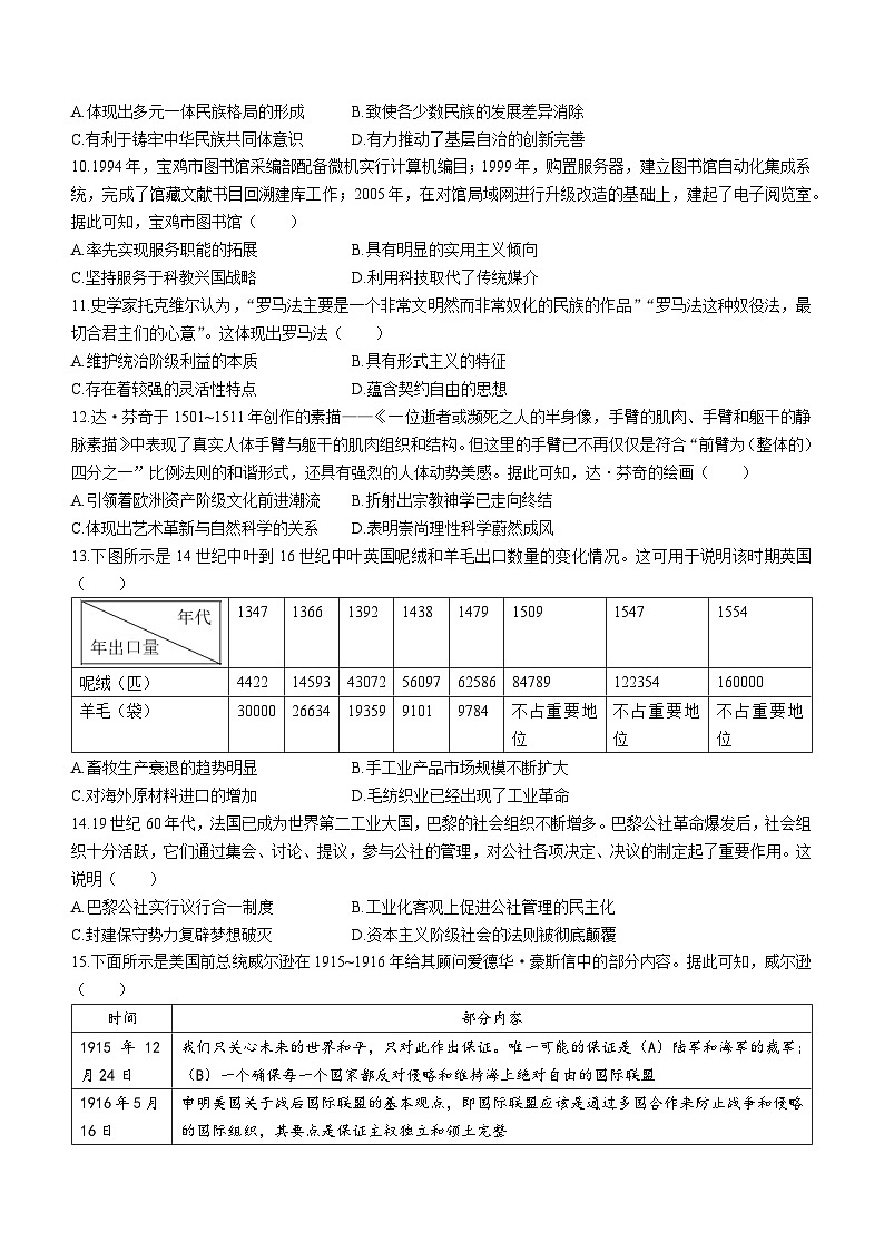 2024届辽宁省普通高中学业水平选择性考试冲刺压轴卷历史试题（三）03