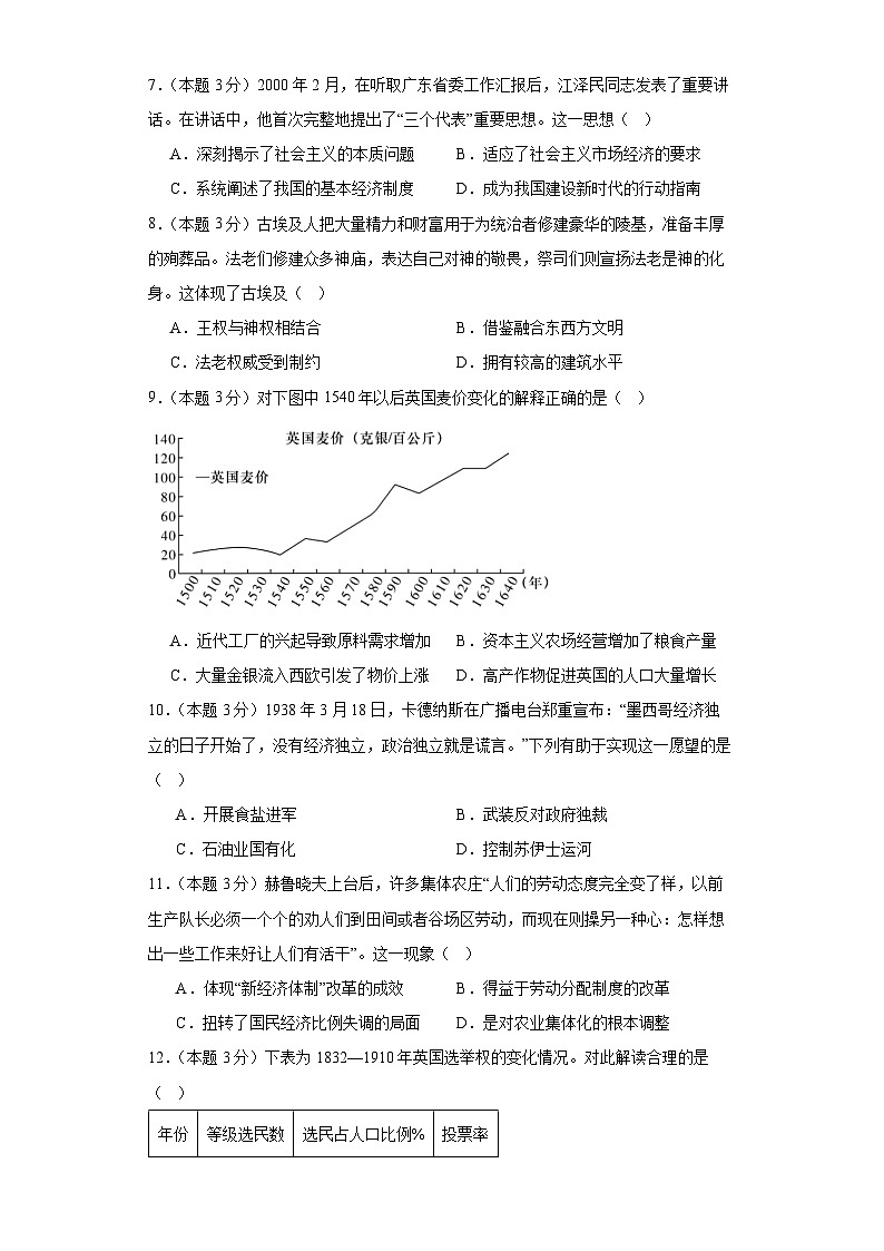 河北省泊头市第一中学2023-2024学年高三上学期11月月考历史试题第2页