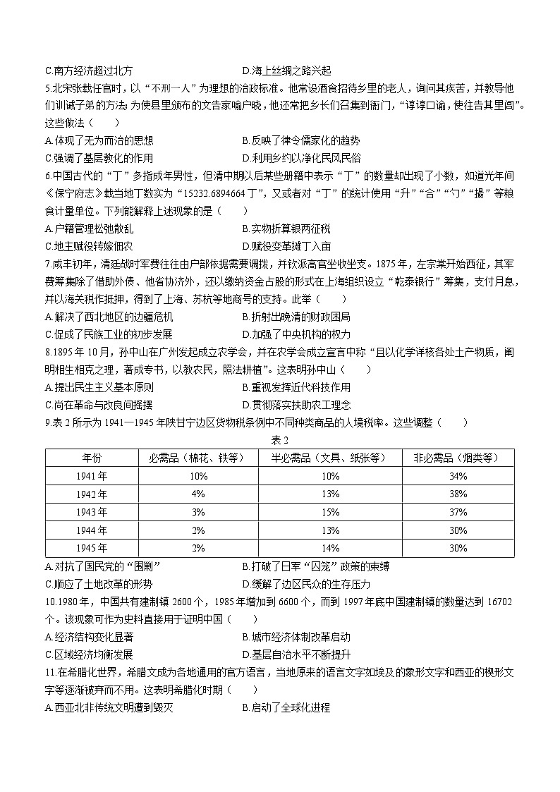 2024届广东省普通高中学业水平选择考模拟测试（一）历史试题02