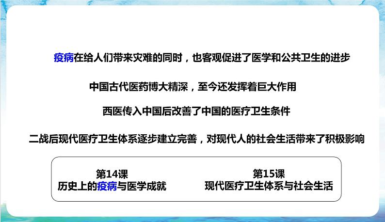 人教部编版高中历史选择性必修二  14.《历史上的疫病与医学成就》课件01