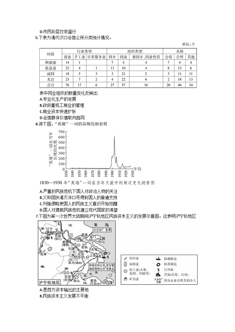 2024届湖北省八市高三下学期3月联考历史试卷第2页