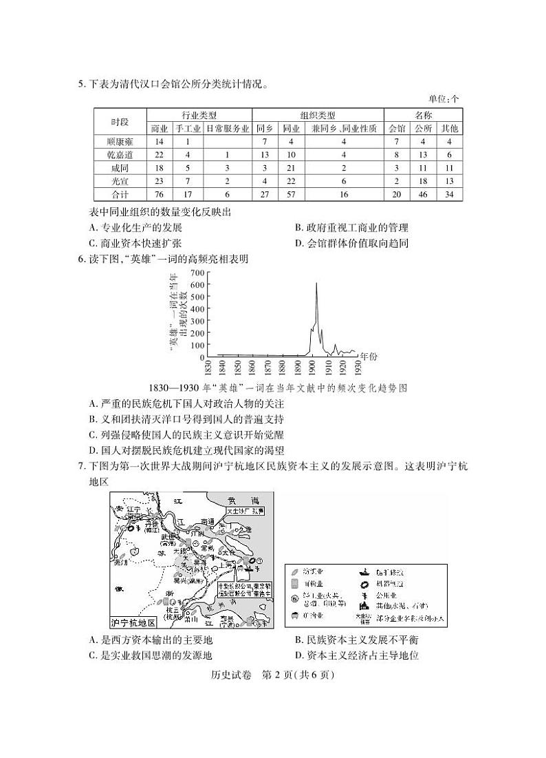 2024年湖北省八市高三下学期3月联考历史试题及答案02