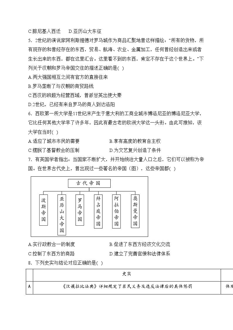山东省济宁市兖州区2022-2023学年高一下学期期中考试历史试卷(含答案)第2页