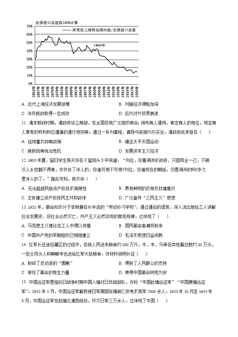 江西省瑞金第二中学2023-2024学年高一下学期开学考试历史试题（原卷版+解析版）03