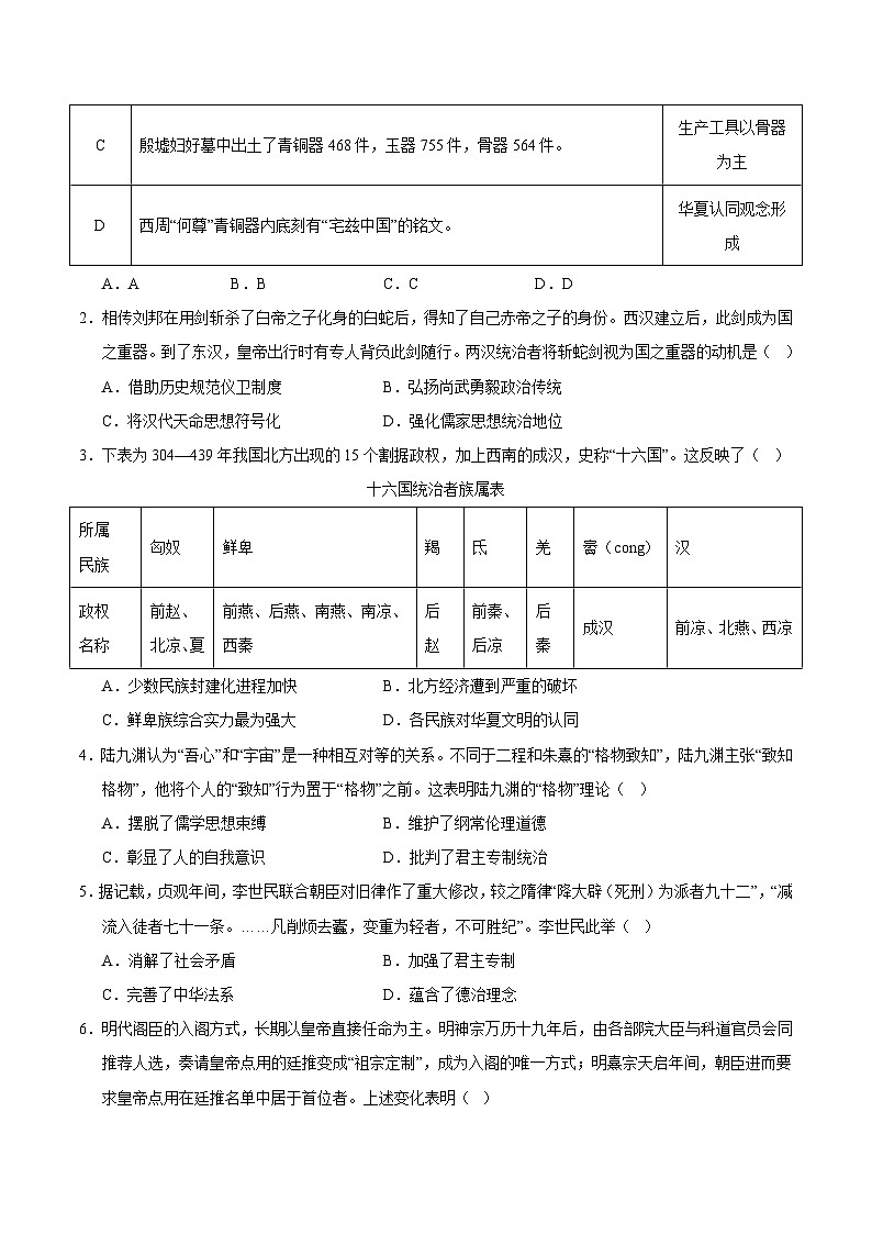 2024年高考历史考前信息必刷卷01（广东专用）（原卷版） 第2页