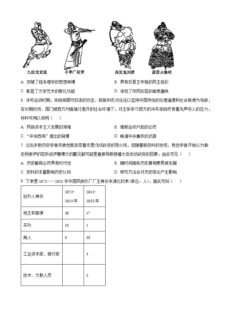 2024合肥高三下学期一模考试历史试题含解析02