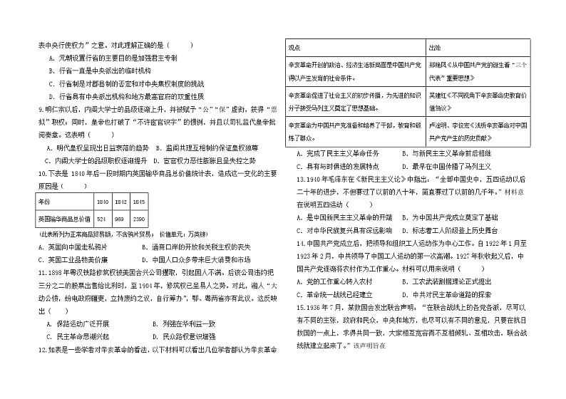 2024省大庆大庆中学高一下学期开学考试历史含答案02