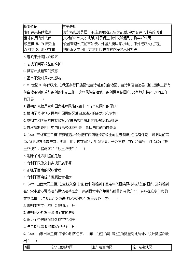 备战2025届高考历史一轮总复习训练题第47讲中国的民族关系与对外交往02