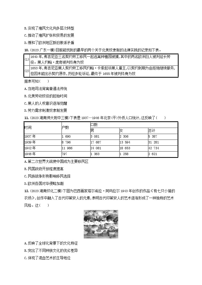 备战2025届高考历史一轮总复习训练题第60讲人口迁徙文化交融与认同第3页