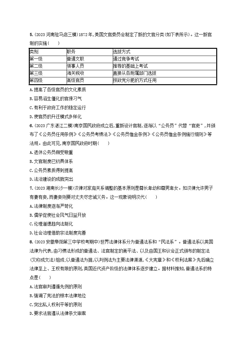 备战2025届高考历史一轮总复习训练题选择性必修1阶段检测第2页