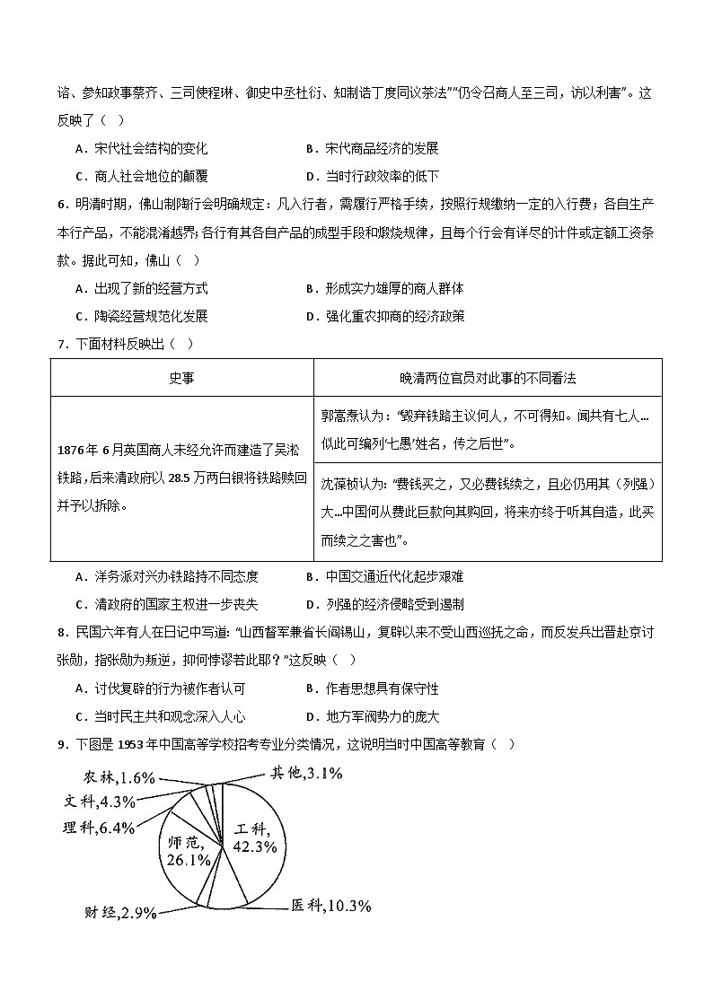 2024届广东省高考冲刺模拟（六）历史试卷（含解析）第2页