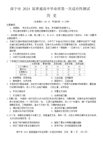 2024届广西壮族自治区南宁市高三下学期第一次适应性测试历史试题