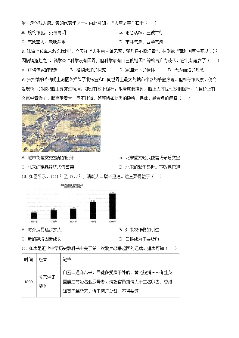 2024长沙麓山国际实验学校高一下学期第一次学情检测试题历史含解析第2页