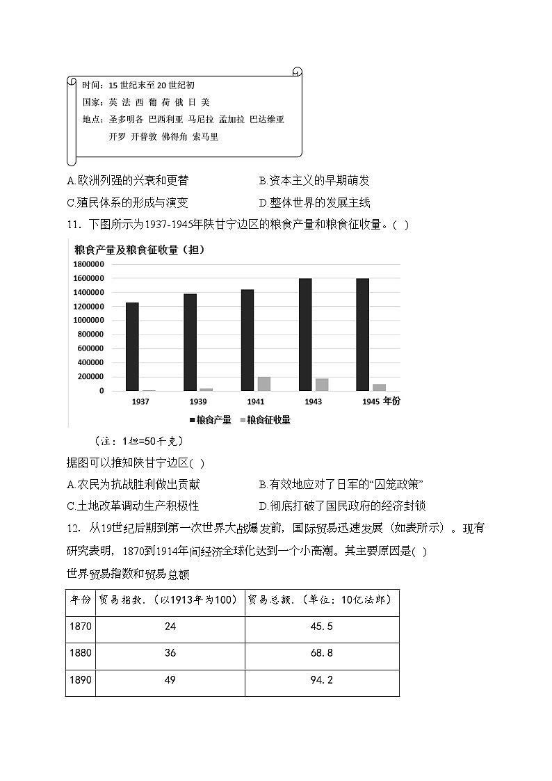 海南省洋浦中学2022-2023学年高二下学期期中考试历史试卷(含答案)第3页
