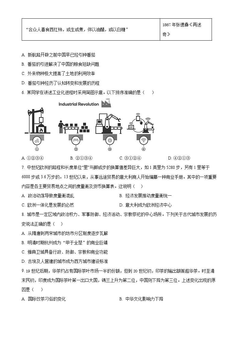 四川省遂宁市蓬溪中学2023-2024学年高二3月月考历史试题 Word版无答案第2页