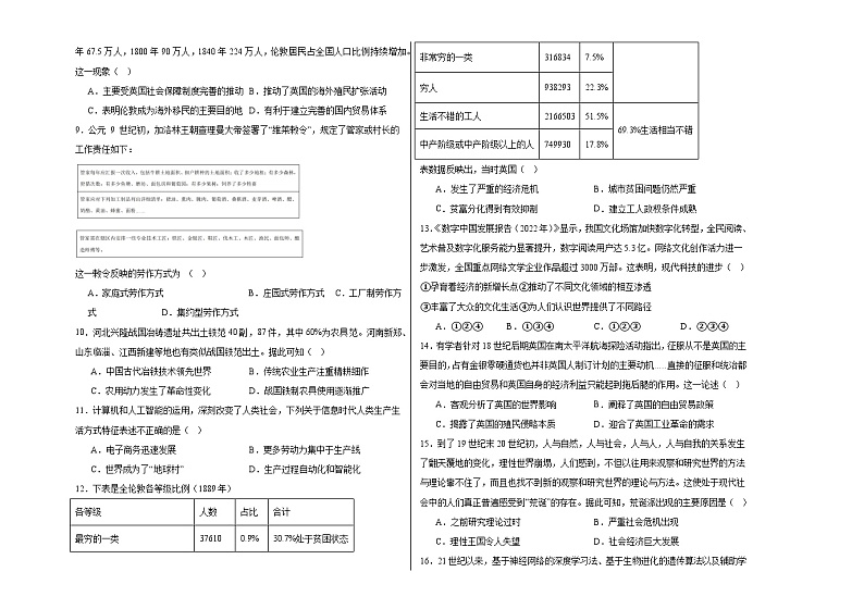 第二单元 生产工具与劳作方式 单元测试--2024届高三历史统编版（2019）选择性必修2二轮复习（含解析）第2页