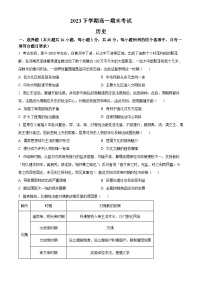 2024长沙长郡中学高一上学期期末历史试题含解析