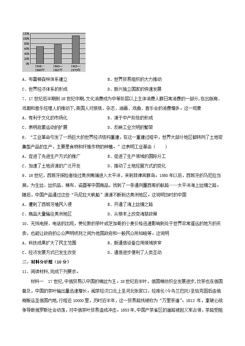 第四单元商路贸易与文化交流第10课近代以来的世界贸易与文化交流的扩展习题（部编版选择性必修3）02
