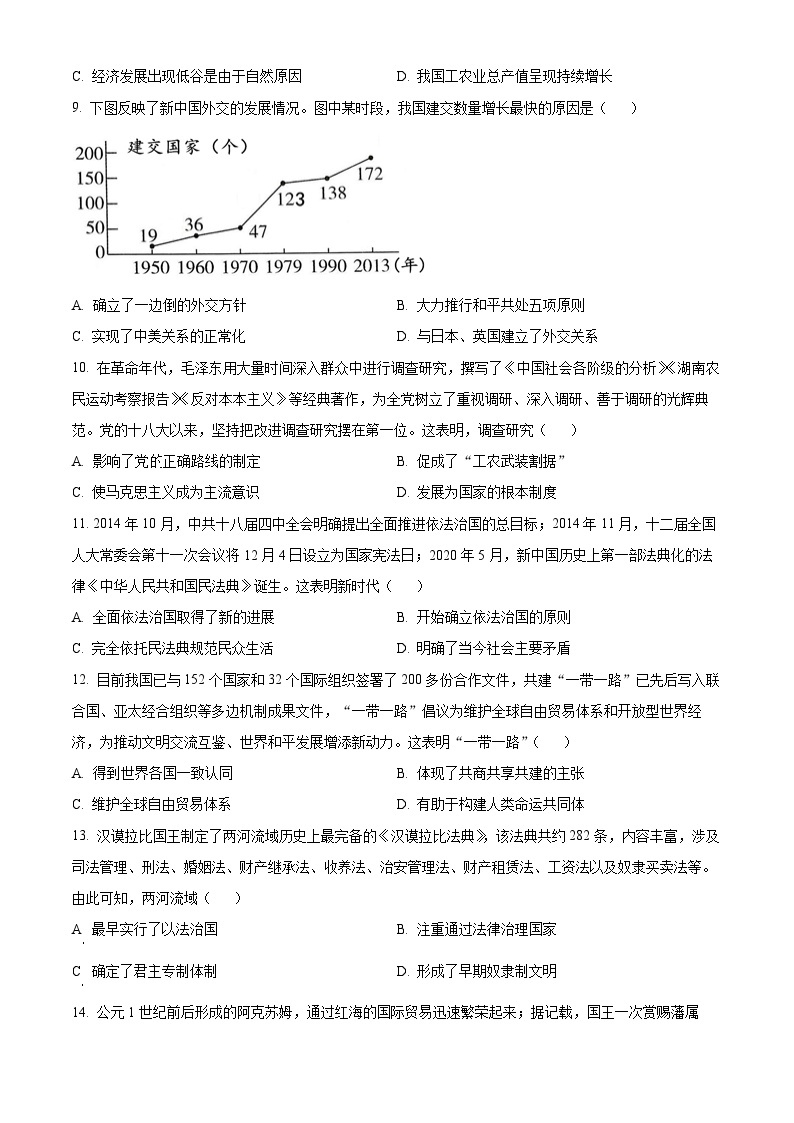 江西省部分学校2023-2024学年高一下学期3月第一次阶段性考试历史试卷（Word版附解析）03