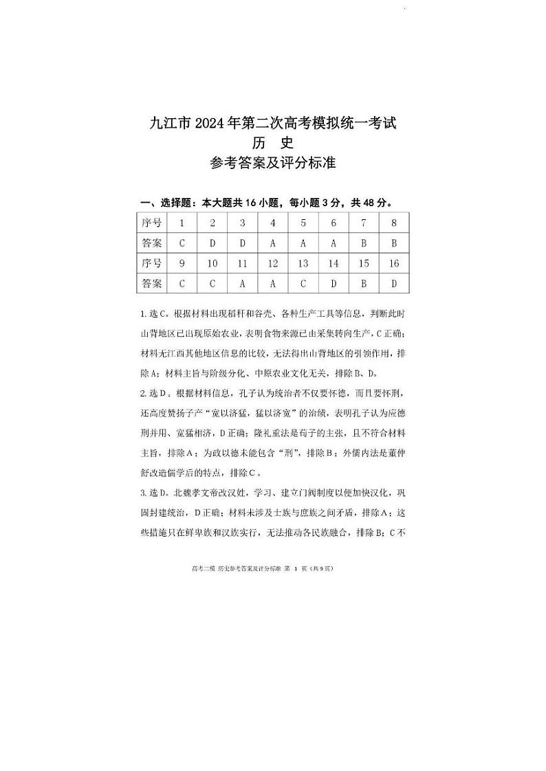 2024.3.27++二模历史答案第1页