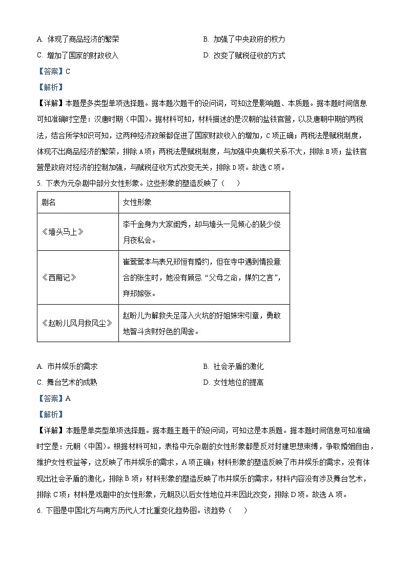 江西省新余市2023-2024学年高一上学期开学考试历史试题（解析版）第3页