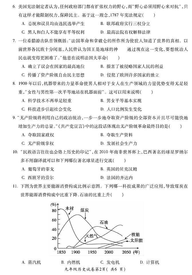 2024届安徽省蚌埠市G5教研联盟高三一模历史试题02