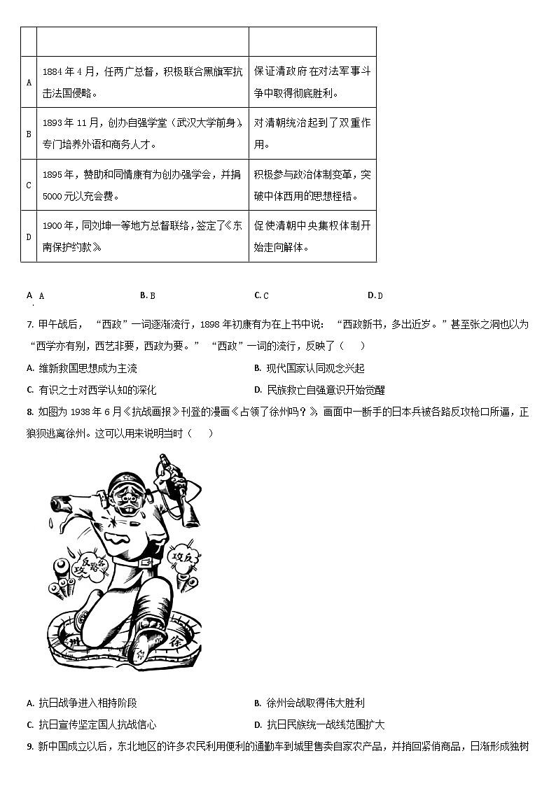 2024届吉林省通化市梅河口市第五中学高三一模历史试题02