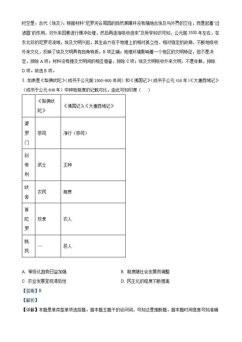 江苏省高邮市2023-2024学年高一下学期3月月考历史试题（原卷版+解析版）02