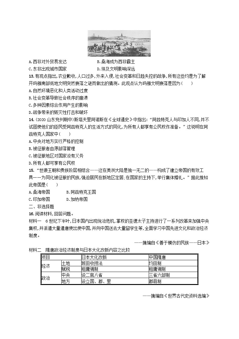 2025届高考历史一轮复习专项练习课时规范练18中古时期的世界第3页