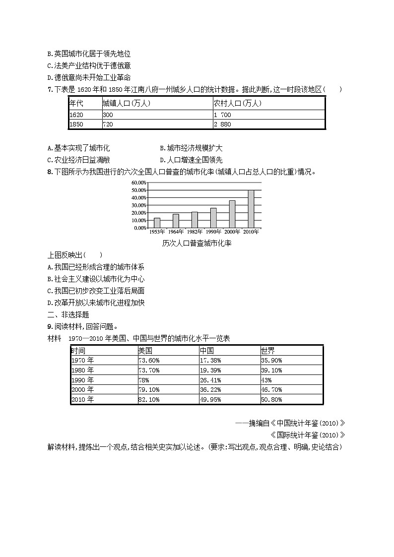 2025届高考历史一轮复习专项练习课时规范练39村落城镇与居住环境02