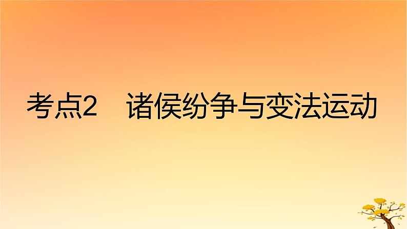 2025版高考历史一轮复习新题精练专题一从中华文明起源到秦汉统一多民族封建国家的建立与巩固考点2诸侯纷争与变法运动能力提升课件第1页