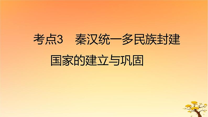 2025版高考历史一轮复习新题精练专题一从中华文明起源到秦汉统一多民族封建国家的建立与巩固考点3秦汉统一多民族封建国家的建立与巩固基础知识课件01