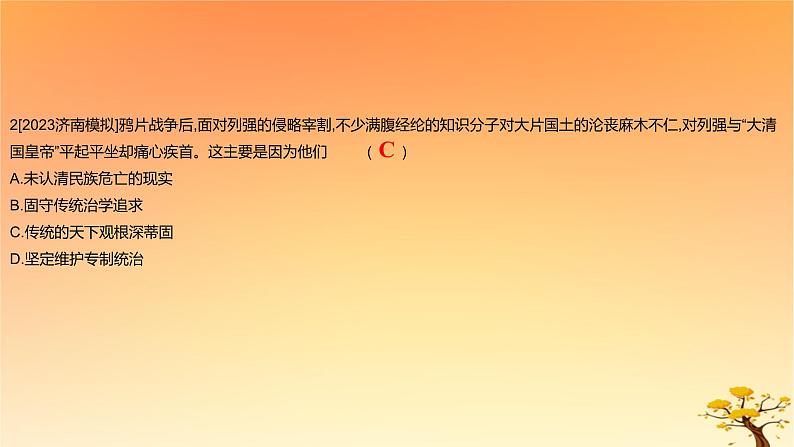 2025版高考历史一轮复习新题精练专题五晚清至民国初期内忧外患和救亡图存考点1两次鸦片战争与列强侵略的加剧能力提升课件04