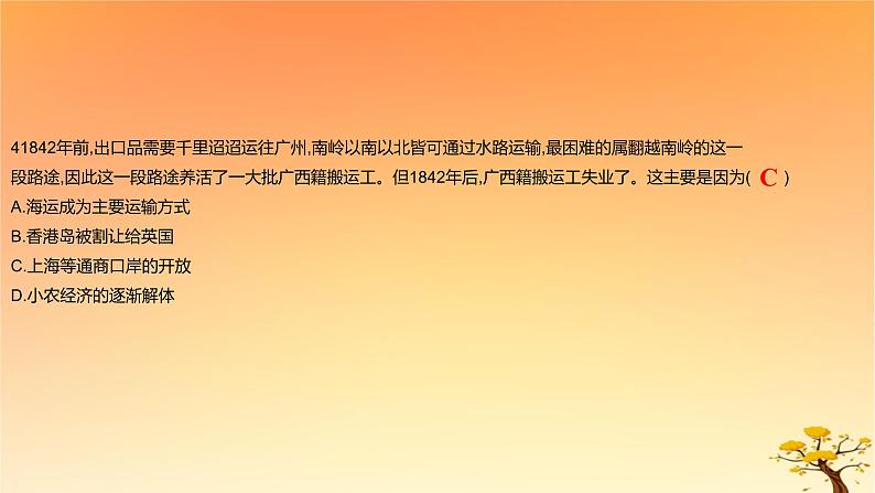 2025版高考历史一轮复习新题精练专题五晚清至民国初期内忧外患和救亡图存考点1两次鸦片战争与列强侵略的加剧能力提升课件08