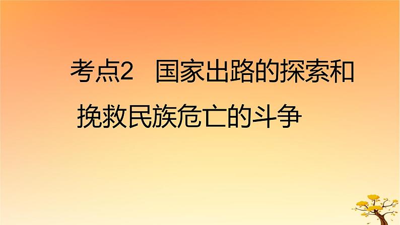 2025版高考历史一轮复习新题精练专题五晚清至民国初期内忧外患和救亡图存考点2国家出路的探索和挽救民族危亡的斗争基础知识课件01