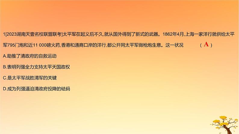 2025版高考历史一轮复习新题精练专题五晚清至民国初期内忧外患和救亡图存考点2国家出路的探索和挽救民族危亡的斗争能力提升课件02