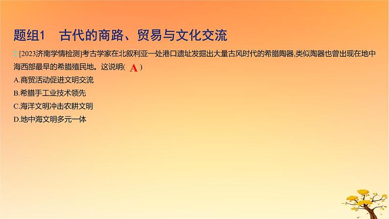 2025版高考历史一轮复习新题精练专题十五文化交流与传播考点4商路贸易与文化交流基础知识课件04