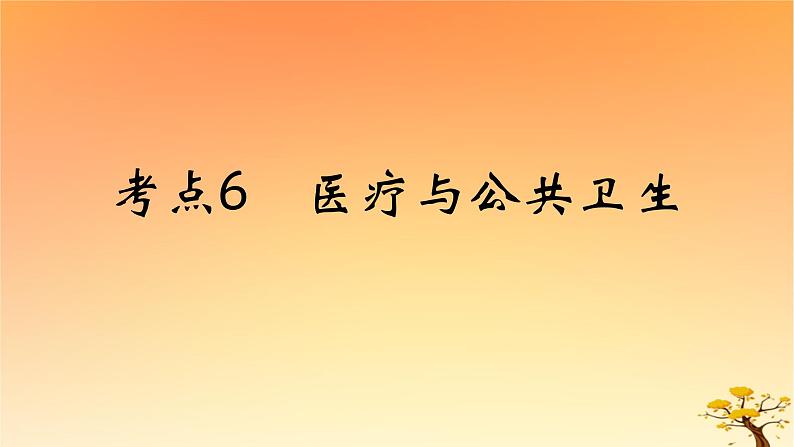 2025版高考历史一轮复习新题精练专题十四经济与社会生活考点6医疗与公共卫生基础知识课件01