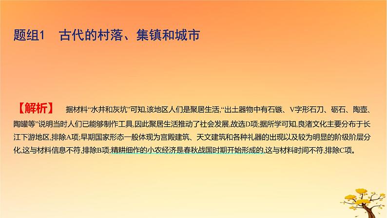 2025版高考历史一轮复习新题精练专题十四经济与社会生活考点4村落城镇与居住环境基础知识课件03