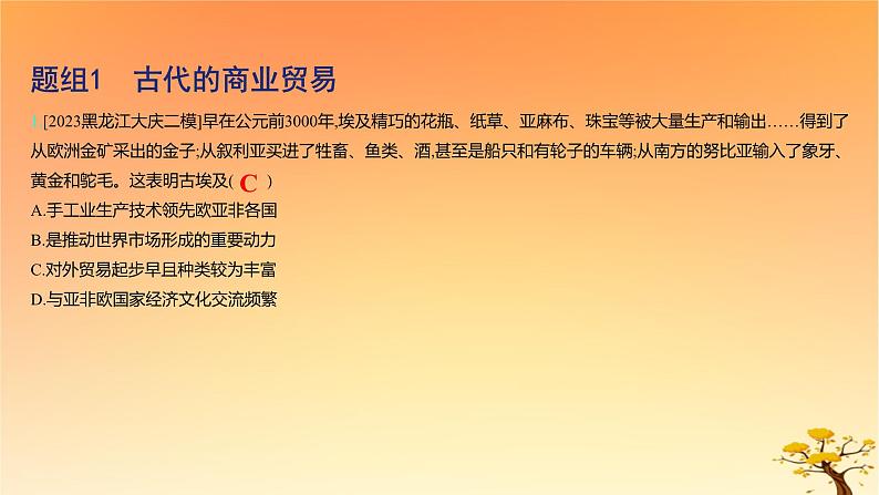 2025版高考历史一轮复习新题精练专题十四经济与社会生活考点3商业贸易与日常生活基础知识课件02