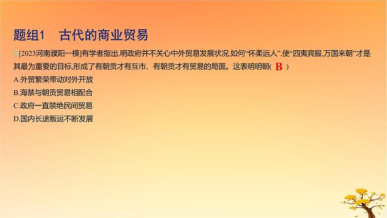 2025版高考历史一轮复习新题精练专题十四经济与社会生活考点3商业贸易与日常生活基础知识课件06