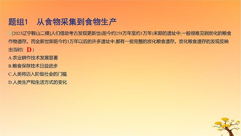 2025版高考历史一轮复习新题精练专题十四经济与社会生活考点1食物生产与社会生活基础知识课件04