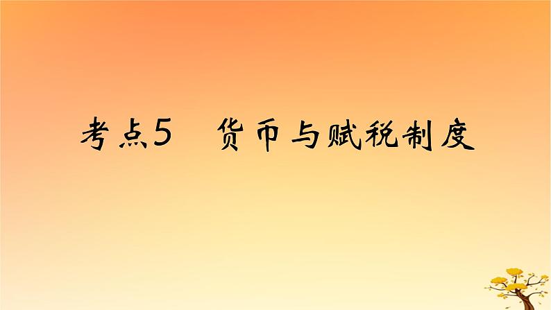 2025版高考历史一轮复习新题精练专题十三国家制度与社会治理考点5货币与赋税制度能力提升课件01