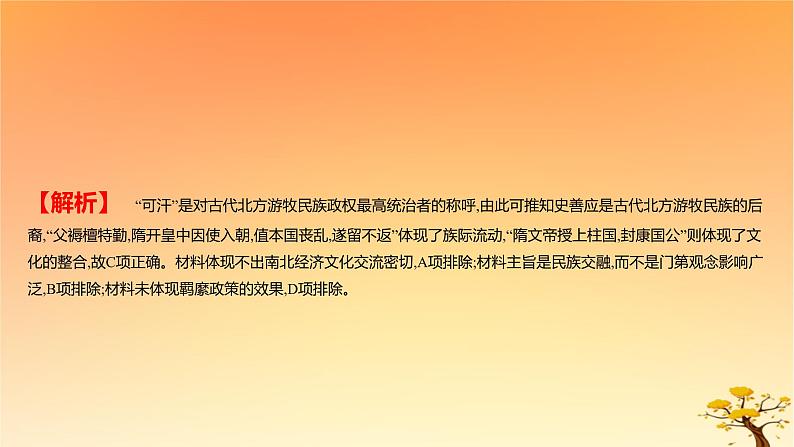 2025版高考历史一轮复习新题精练专题十三国家制度与社会治理考点4民族关系与国家关系能力提升课件06