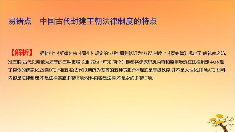 2025版高考历史一轮复习新题精练专题十三国家制度与社会治理考点3法律与教化能力提升课件03