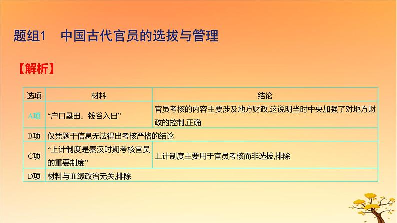 2025版高考历史一轮复习新题精练专题十三国家制度与社会治理考点2官员的选拔与管理基础知识课件03