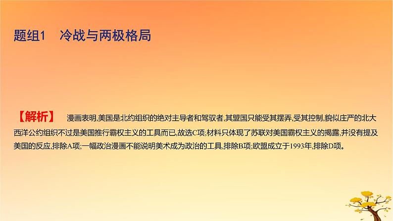 2025版高考历史一轮复习新题精练专题十二20世纪下半叶世界的新变化和当代世界发展的特点与主要趋势考点1冷战与国际格局的演变基础知识课件05