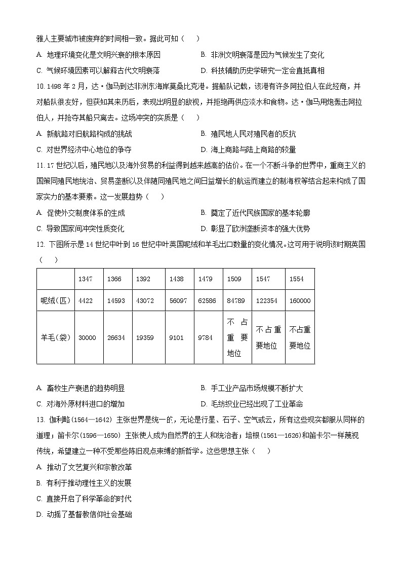 江西省南昌市第十九中学2023-2024学年高一下学期第一次月考历史试题（原卷版+解析版）03