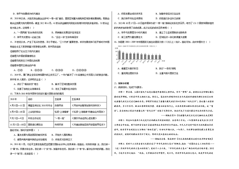 第十一单元 中国特色社会主义新时代 测试卷（含解析）--2024届高三统编版（2019）必修中外历史纲要上二轮复习第2页